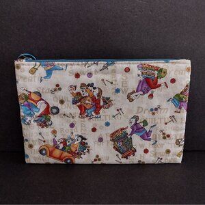 Handmade Cotton Cosmetics Travel Bag Women Friends Drinking Wine Zip Up